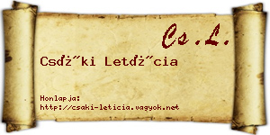 Csáki Letícia névjegykártya
